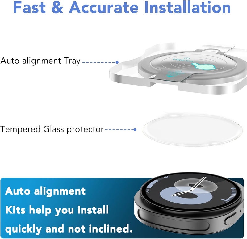 SPGUARD 3 Pack for Samsung Galaxy Watch 8 44mm Screen Protector,Full Protective Tempered Glass Film All Around Coverage Cover ONLY Compatible with Galaxy Watch8 44mm - Image 3